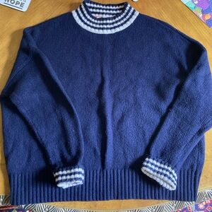 Boden Cozy Wool Mock Neck Navy Sweater
